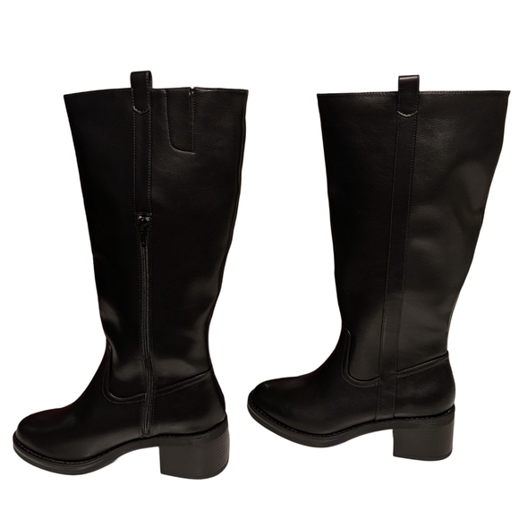 Kensie Black Knee-High Side-Zip Boots - Picture 3 of 9